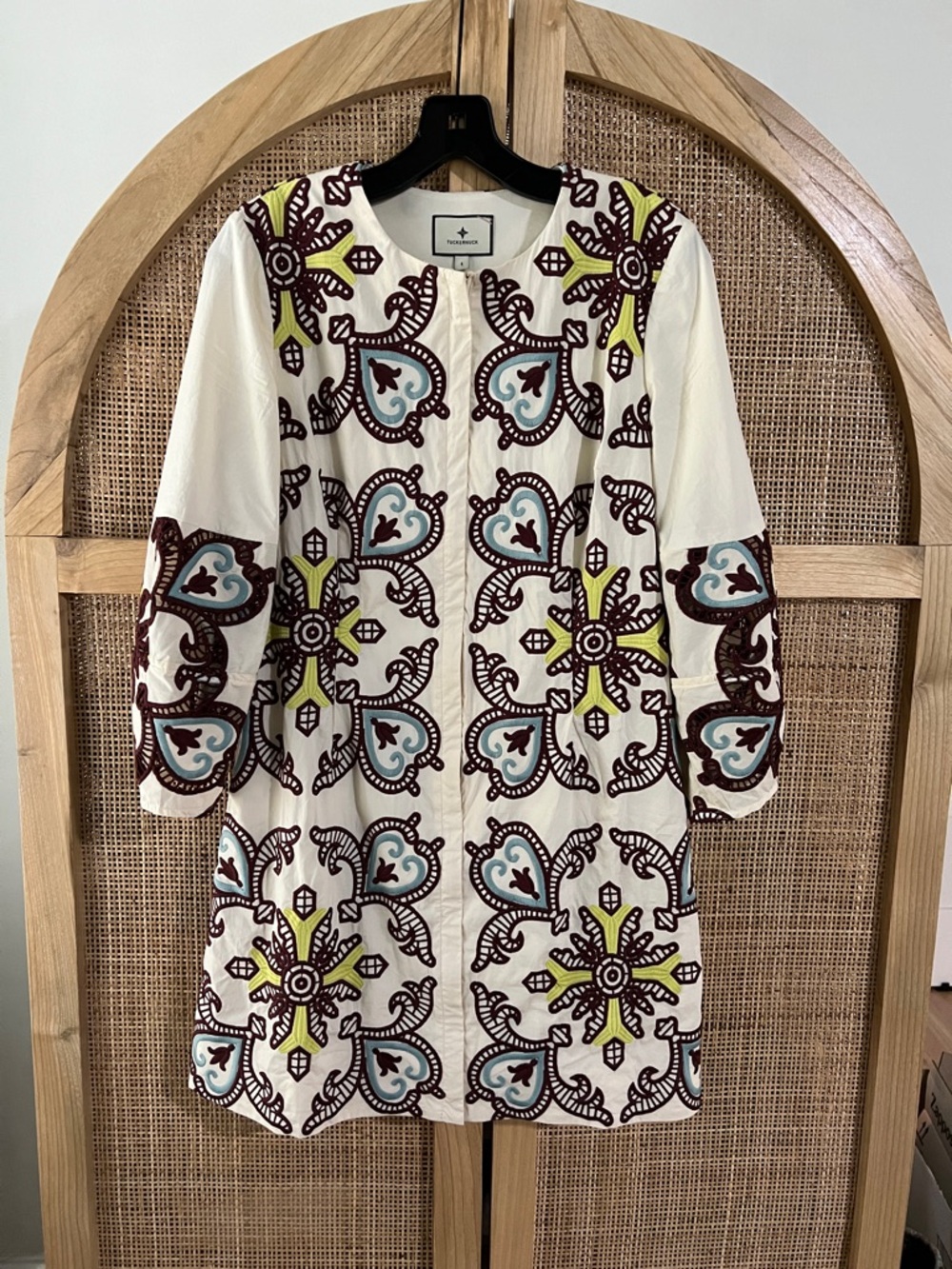 Tuckernuck Ivory Zip Front Embroidered Dress